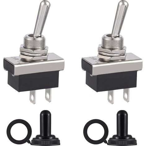 (Paquet de 2 Pièces) KN3D-101 Interrupteurs à Bascule 12V 20A Interrupteur 12Volts ON OFF 2 Positions 2 Broches Marche Arret avec Capuchon Etanche pour Voiture (1/5)