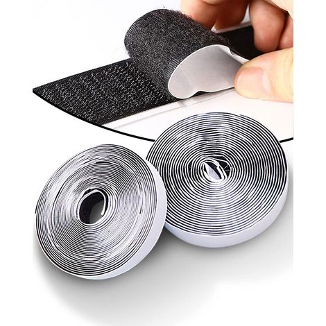 Scratch Autocollant Double Face Noir 3 m x 16 mm, Velcr Autocollant Scratch Adhésif 1 Pair, Bande Velcr Adhésives Scratch Autocollant pour Tissus, Moustiquaire, Bricolage (1/5)