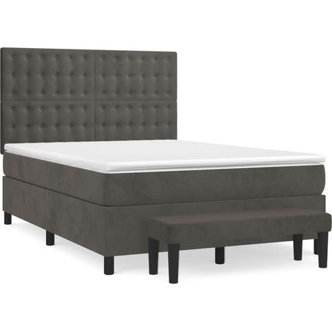 Maison Exclusive - Giroletto a Molle con Materasso Grigio Scuro 140x190 cm Velluto (1/5)