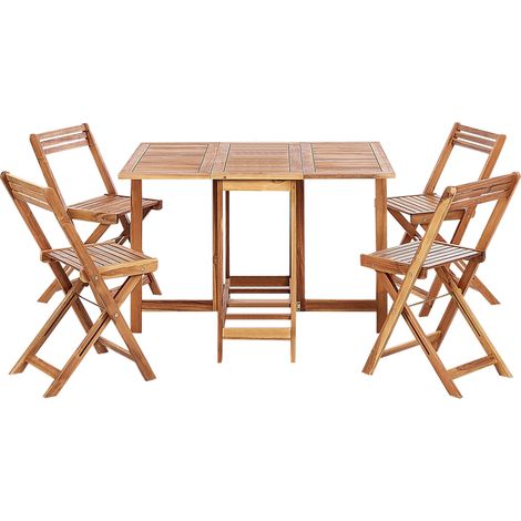 Conjunto de jardín 5 piezas mesa de exterior 4 sillas plegable de madera de acacia Frassine
