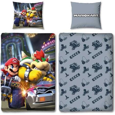 Parure de lit MARIO BROS 140x200 cm Microfibre Mario vs Bowser + taie 63x63 cm (1/5)