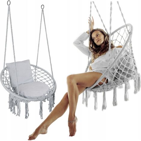 Silla colgante Stork's Nest con cojines grises (1/5)