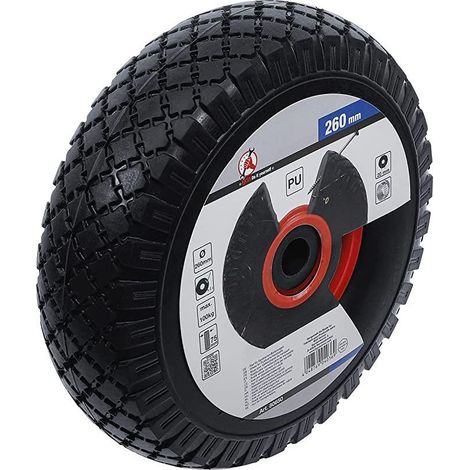 Roue pour diable/chariot de transport pu, rouge/noir 260 mm (1/3)
