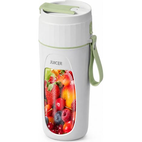 Blender Portable Rechargeable 3,7 V Blanc et Vert, Gobelet pour Jus et Smoothies (1/5)