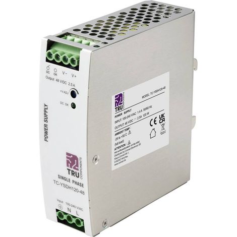 TRU COMPONENTS TC-13864568 Alimentation rail DIN 48 V/DC 2.5 A 120 W Nbr. de sorties:1 x Contenu 1 pc(s)