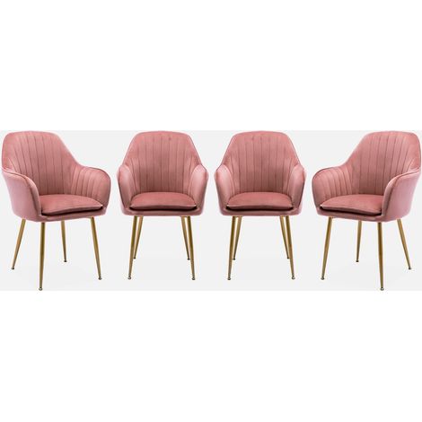 Set 4 poltrone in velluto con gambe in metallo (1/5)