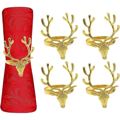 Ronds de serviette cerf de Noël - 12 dorés (1/5)