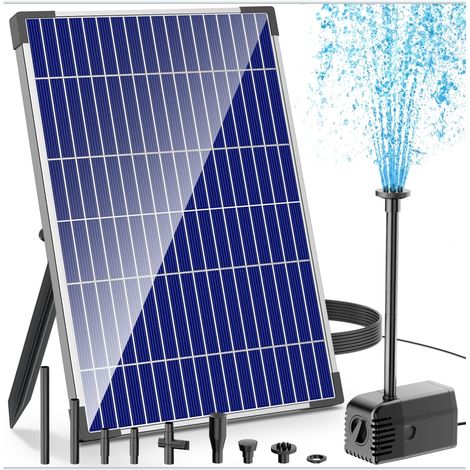 Fontaine solaire d'extérieur 12 W Pompe de bassin solaire 605 l/h Silencieuse avec 4 buses et tuyau Fontaine solaire pour étang de jardin jusqu'à 5 m² DIY Jeu d'eau Décoration fontaine (1/5)