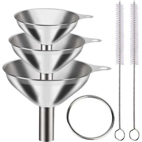 Ecleanfy - Ensemble de trois entonnoirs en acier inoxydable, disponible en grandes, moyennes et petites tailles, ustensiles de cuisine. (1/5)
