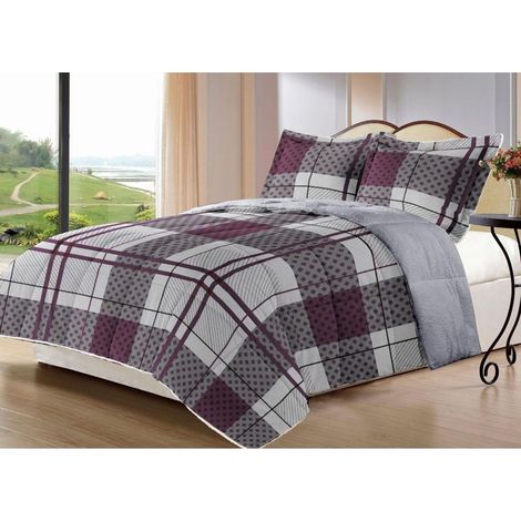 Edredón Invierno Nórdico de Franela con Forro Polar de Sherpa 180x260 cm + 1 Funda de Almohada  Edredones Borreguillo Extra Suave para Cama, Cálido y Gruesa (Greco Gris) (1/2)