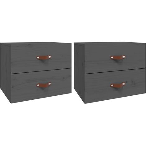 Maison Exclusive - Mesitas de noche de pared 2 uds gris 50x36x40 (1/5)