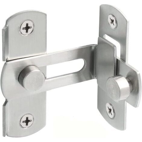 90 Degree Right Angle Door Lock, Stainless Steel, Security Lock for Door, Window, Wine Cabinet, Garden, Silver (1/5)
