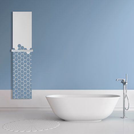 Radiateur électrique Hexagone - coloris bleu jean et blanc - 800 Watts - 180 x 40 cm vertical (1/4)