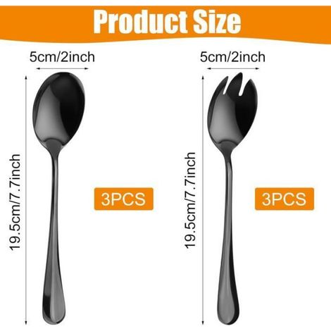 Cuillère À Salade - Fourchette À Salade - Acier Inoxydable 18/10 - Pour Service Table - Lot De 6 Pièces (1/4)