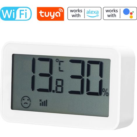 Beyamis Thermomètre hygromètre WiFi Tuya – précis, indicateur confort, °C/°F, Google Assistant (1/5)