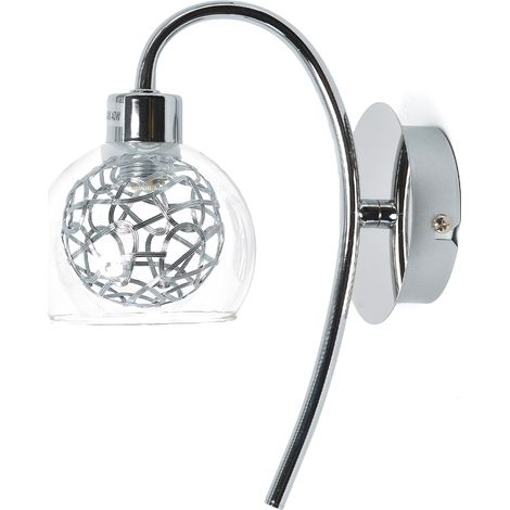 Applique murale chambre en verre transparent et métal chromé – Hauteur 22 cm – Compatible ampoules LED G9 – Éclairage moderne – Sampa (1/4)