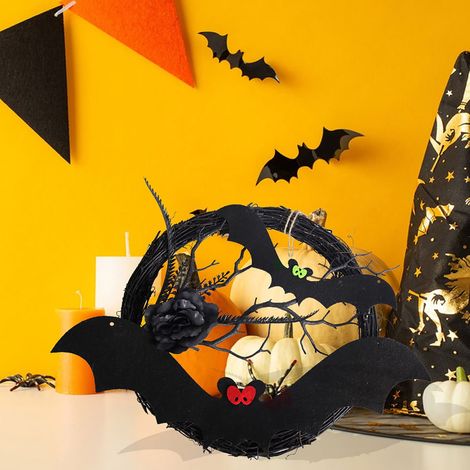 Guirlande Halloween - Guirlande Porte Automne Fanée avec Chauves-Souris - Décoration Extérieure Intérieure - 1 Pièce (1/5)