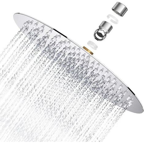 Powerful shower head. 8" round shower head in AISI304 stainless steel. Fine rain shower head, 20x20cm. Fixed, waterproof shower head. (1/5)