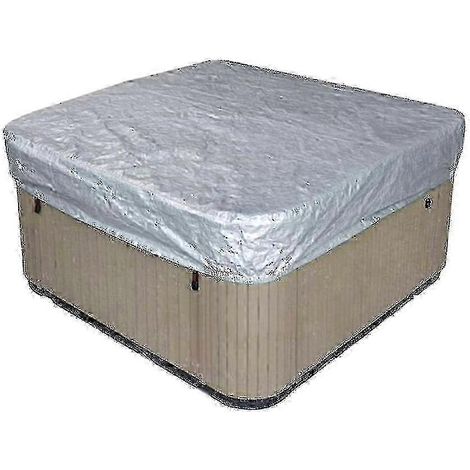 Bâche de protection imperméable pour spa extérieur avec élastique - 200 x 200 x 85 cm - argent (1/4)