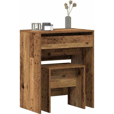 Coiffeuse avec Miroir et Tabouret, Style Rétro en Bois d'Ingénierie, 60x40x75 cm, Ensemble de Meuble de Toilette pour Chambre (1/5)