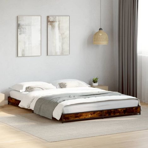 Bettgestell Räuchereiche 120x200 cm Holzwerkstoff und Metall (1/5)