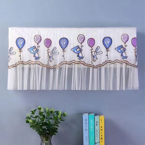 Klimaanlagenabdeckung für 1,5-2P Wandgeräte, Montage ohne Demontage erforderlich, staubdicht, kompatibel mit Gree/Midea, blau-lila Bären- und Hasenballon-Design, Einheitsgröße bis 94 cm (1/3)