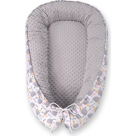 Babykokon, doppelseitig, Laufstall, Wickeltuch, Premium, BOBONO Minky - graue Igel (1/5)