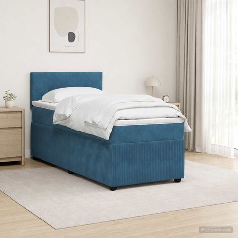 Cama box spring con colchón Azul 90 x 200 cm Terciopelo (1/5)