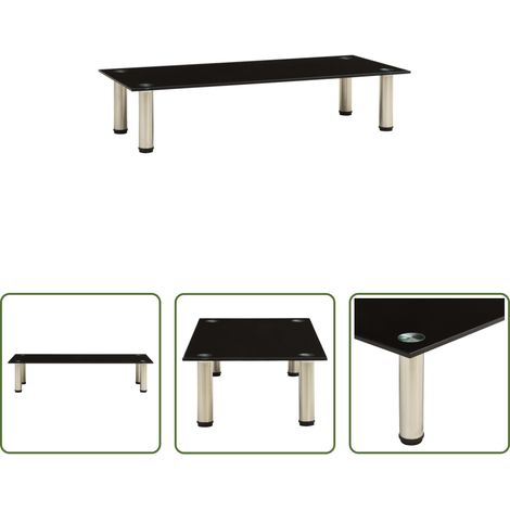Table de télévision en verre - Meuble TV Noir 80x35x17 cm Verre trempé (1/5)