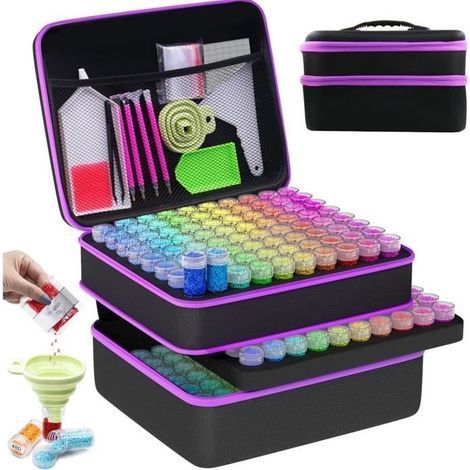 Diamond Painting Accessoires Boite de Rangement, avec 240 Emplacements, pour Peinture Diamant Broderie Diamant Painting (1/4)
