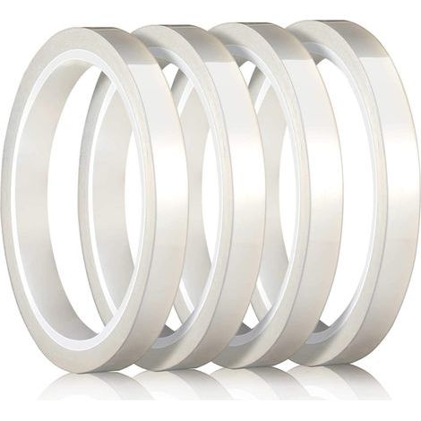 4 Pcs 108 Pieds Ruban Résistant à la Chaleur pour Sublimation Ruban Adhésif Transparent de Presse à Chaleur Ruban Thermorétractable à Haute Résistance à Température Bande Thermique (10 mm) (1/5)