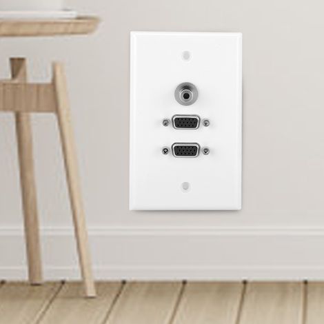 Panneau mural avec 2 ports VGA et prise femelle 3,5 mm pour installation home cinéma (1/5)