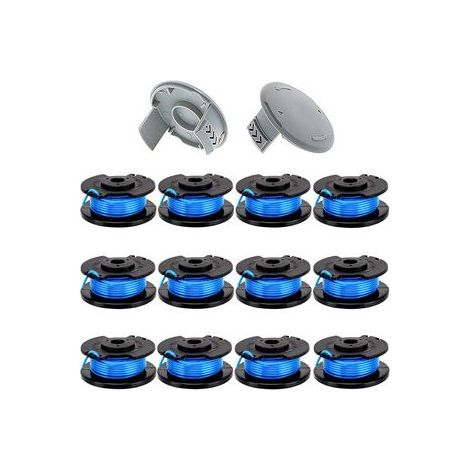 2er-Pack große blaue Spulen für Ryobi AC14RL3A – Modell R12+2 mit Abdeckung – Maximale Laufzeit für große Flächen (1/5)