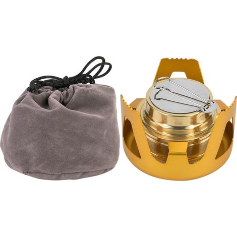 Réchaud à alcool portable ultra-léger pour camping, randonnée et BBQ (Doré) (1/5)