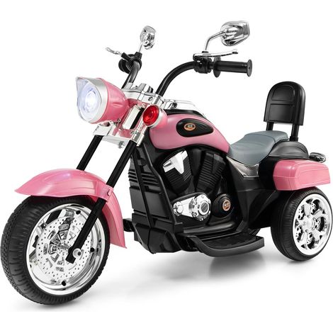 Goplus – Moto électrique 6V pour enfants – 3 roues – Vitesse 2,5-3 km/h – Charge 30 kg – Dimensions 91 x 48 x 64 cm – Rose (1/5)