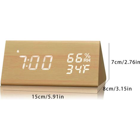 Intelligenter digitaler LED-Wecker – multifunktional, Sprachsteuerung, Naturholz-Design, automatische Lichtanpassung, USB-Stromversorgung