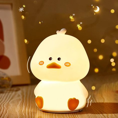 Veilleuse LED en forme de canard mignon, lampe de canard kawaii, objets mignons, lumière douce en forme de canard, lumière chaude + lumière colorée (1/5)