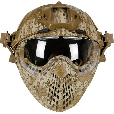 Casque tactique camouflage désert, protection intégrée avec visière, montage/démontage facile, modèle unifié (1/5)