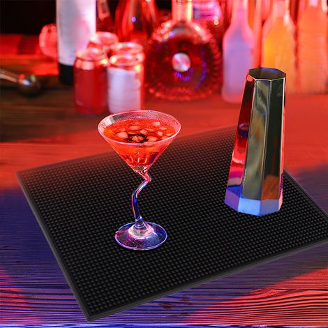 Tapis anti-gouttes imperméable pour tasses à cocktail, thé et mugs, service de cuisine et bar (grand format noir) (1/5)