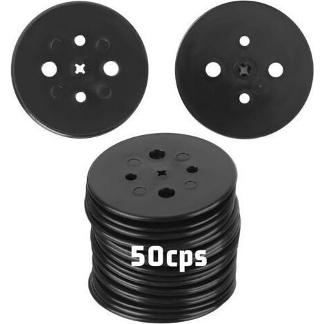 50 Rondelles Noires en Plastique pour Fixer des Feuilles De Paillage Agrafes De Jardin Jardin Ancrage Au Sol Bâches Filets Pelouses Synthétiques Joints d'ancrage Au Sol en Plastique (1/5)