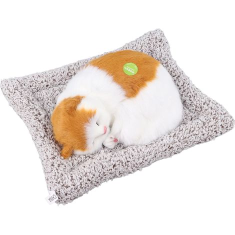 Schlafende Plüschkatze mit Geräuschfunktion, Bambuskohle, geruchsneutralisierend, gelb, Blockkatze (1/5)
