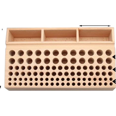 Organisateur d'outils, 98 trous, 3 fentes, Couleur du bois (1/2)