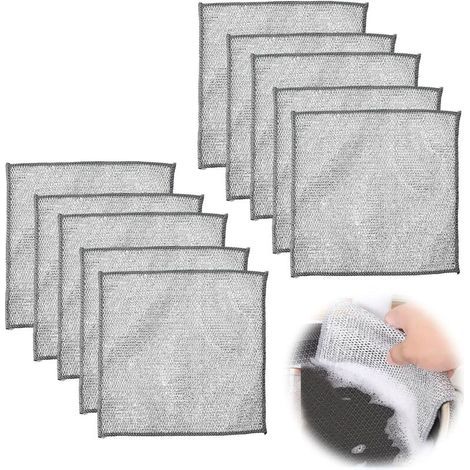 10 unidades de paños de limpieza para vajilla, paño de limpieza para vidrio, paño de vajilla con alambre metálico, paño de limpieza multifuncional de microfibra (1/5)