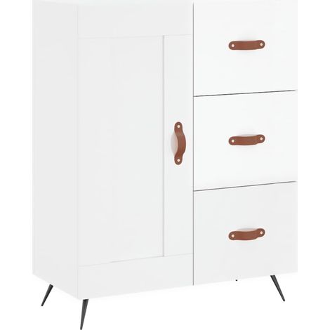 Credenza cassettiera cassettiera mobile contenitore organizer cucina soggiorno lucido 69,5 x 34 x 90 cm derivati del legno bianco 020030745