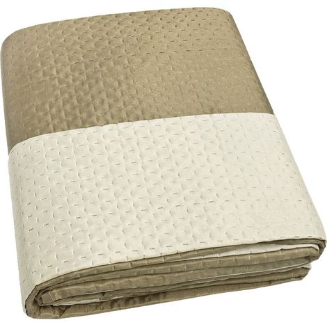Couette Double Face Couverture Douce Couvre Lit Mi Saison Couleur Unie Beige - Double 250x250