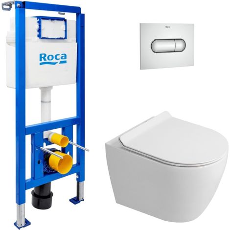 WC-Set Vorwandelement + Wand-WC spülrandlos Ceramia PixL mit SoftClose-Sitz + Platte (ROCEPXWT02-IN)