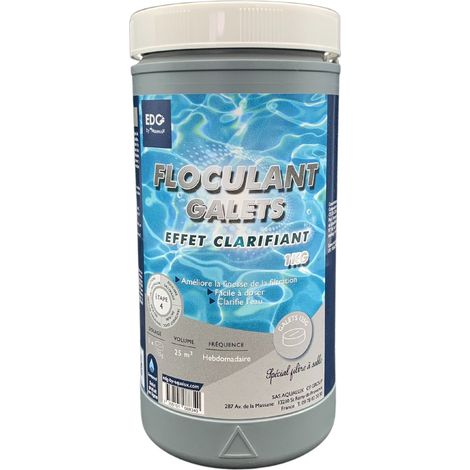EDG – Floculant clarifiant piscine – 8 galets longue durée 125g – Améliore filtration eau cristalline – Économie de désinfectant