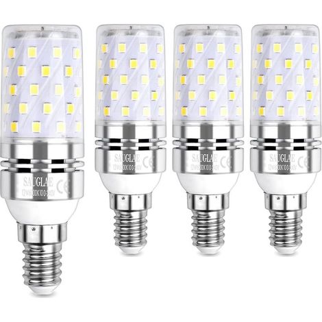 LED Corn Bulb 12W, 100W Equivalent Bulbs, E14, 6000K Cool White, 1200lm, Pack of 4 (1/5)