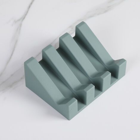 Porte Savon - Porte-Savon Silicone Moderne - Anti-Rouille - Surface Inclinée avec Évacuation d'eau pour Mieux Conserver Le Savon - Boite à Savons Originale pour Salle de Bain ou Cuisine(vert canard) (1/5)