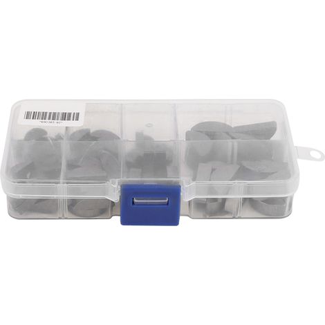 Assortiment de 80 clés Woodruff semi-circulaires en acier inoxydable de différentes tailles avec boîte de rangement (1/5)